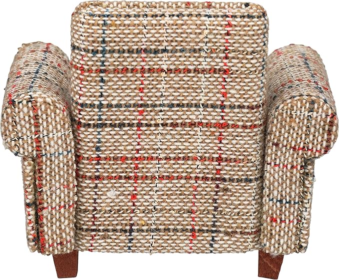 Dollhouse Sofa Armchair Upholstered, Miniature Living Room Furniture Chair, Fabric, Accessories for 6 inch Dolls, 1/12 Scale (Beige Retro)