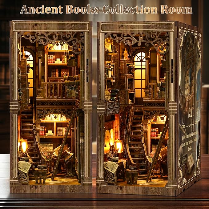 CRIOLPO Book Nook Kits for Adults - Book Nook Kit Bookshelf Decor DIY Miniature House Kit for Bookshelf - Craft Kits for Adults Booknook Model Kits Tiny House Arts and Crafts