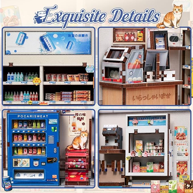 CUTEBEE Book Nook Kit - DIY Miniature House Japanese Detective Convenience Store, Dollhouse Booknook for Adults, Tiny House Bookshelf Decor 3D Wooden Puzzle Gifts (Beika-cho Convenience Store)