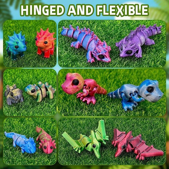 18 pcs 3D Printed Dinosaur Animals Set with Egg, Animals 3D Printed Toys Cute Articulated Flexible Figurines Fidget Toys for Party Favors Birthday Gifts Desk Pets Christmas Decor