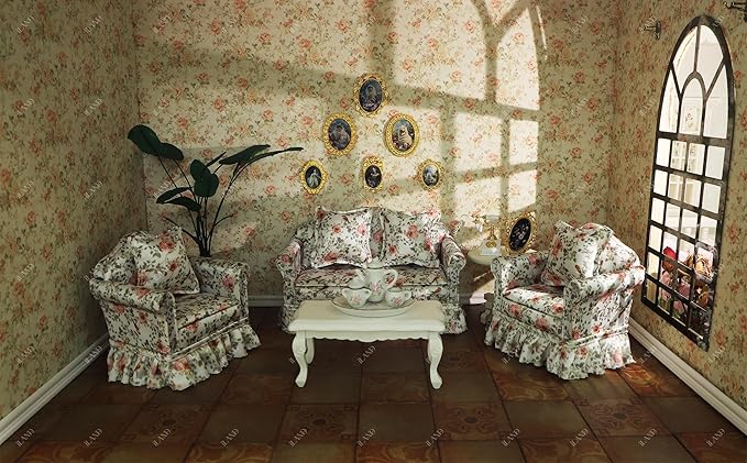 iLAND Dollhouse Wallpaper, Nice 1/12 Scale Accessories & 1/6 Scale Accessories for DIY Dollhouse Décor, 39 * 15.7inch Beautiful Doll House Wall Paper w/Harmonious Proportions & Realistic Touch