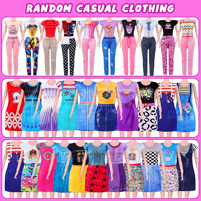 Doll Closet Playset with Doll, 342 Pcs Clothes and Accessories, Princess Dresses Top Pants Swimsuits Wardrobe Shoes Hangers and Other Accessories, Dress up Toys for Girls Toddlers Gift Toys