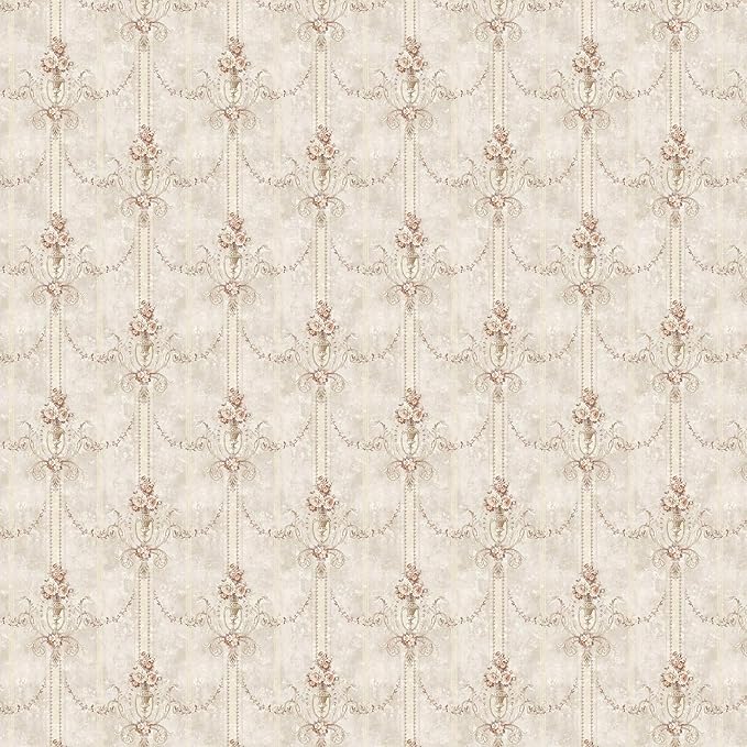 Miniature Dollhouse Accessories Wall Paper 37.8 * 14.2Inch - Wallpaper Self-Adhesive Fit for 1/12 1/6 Scale Decorative Stickers (Beige)