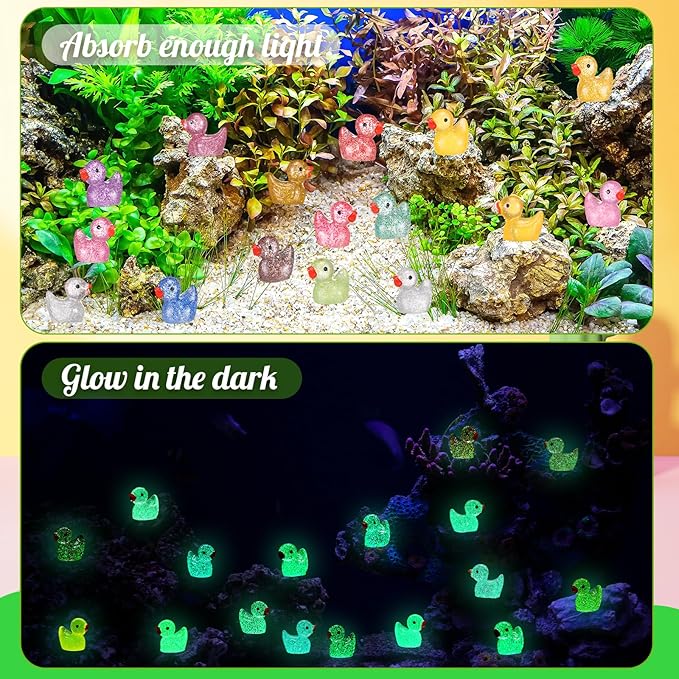 120pcs Mini Resin Ducks, Tiny Ducks for Family Crafts Aquarium Garden Landscape Dollhouse Ornament Potted Decorations DIY Accessories Christmas Party(Multicolored)