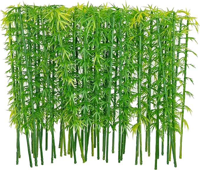 Woohome Model Miniature Bamboo Trees, Green Plastic Bamboo Trees for Building Model, Home Miniature Landscape Landform Diorama Project, 50 PCS, 5.9’’