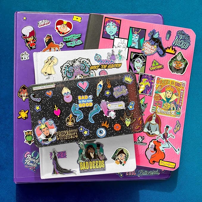 Fashion Angels Disney Villains 1000+ Tabbed Sticker Book, Includes Foil & Vinyl Stickers, Collector Sheets & More, Craft, Decorate & Personalize for Kids