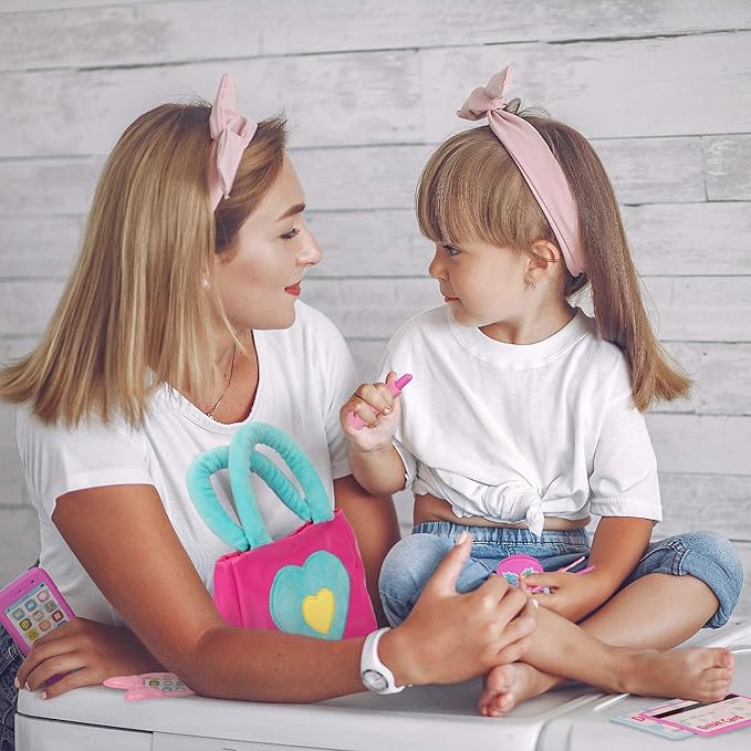 Playkidz Princess My First Purse Set - 7 Pieces Kids Play Purse and Accessories, Pretend Play Toy Set with Cool Girl Accessories, Includes Phone and Bag with Cards