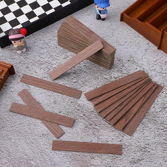 NUOBESTY Peel and Stick Dollhouse Flooring Tiles Miniature Self Adhesive Floor Panels for Dollhouse Decorations DIY 1 12 Scale Wood Floor Accessory for Rooms
