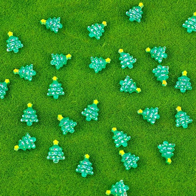 200 Pieces Tiny Christmas Tree Decor for Dollhouse Mini Resin Decor for Crafts Tiny Things for Fairy Garden Micro Landscaping Decoration