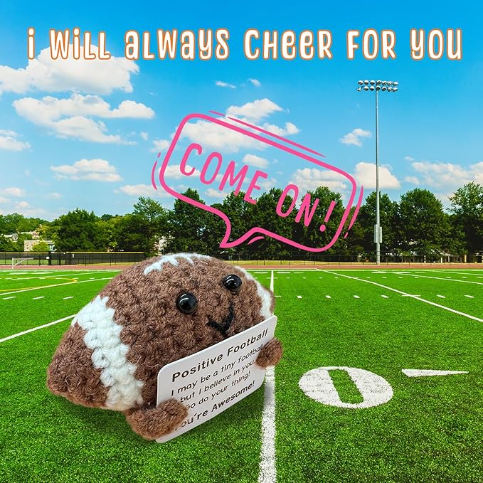 Zelaxeyi Funny Crochet Mini Football Gift for Football Lovers,Birthday Gifts for Men Women Footballs Players Emotional Support Crochet