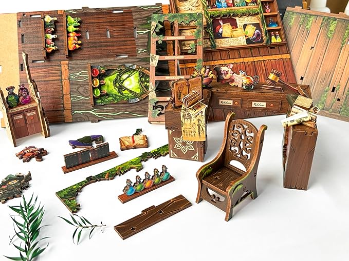 DIY Book Nook Kit for Adults and Teens 3D Wooden Puzzle Miniature Tiny House Dollhouse Kit Bookshelf Booknook Bookcase Model Build Gift Kit Decor with LED Light-Alchemy Diary(SQ-43)