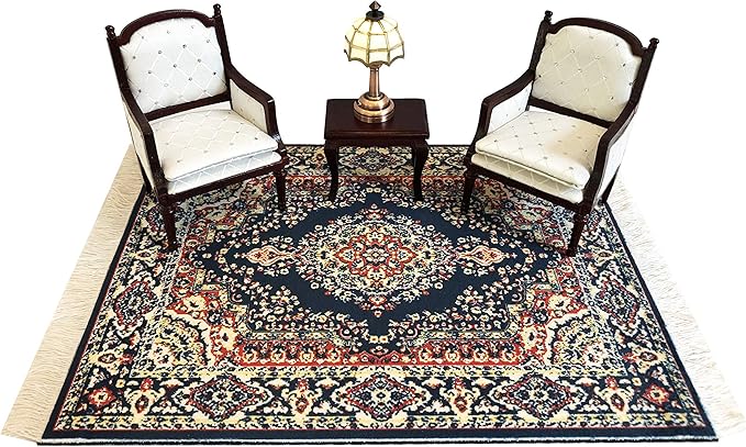 Set of 4 Dollhouse Rugs, Miniature Doll House Accessory, 10x7 Carpets, Rectangle, Kids Toy Furniture Carpeting Decor