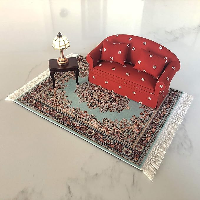 Set of 4 Dollhouse Rugs, Miniature Doll House Accessory, 10x7 Carpets, Rectangle, Kids Toy Furniture Carpeting Decor
