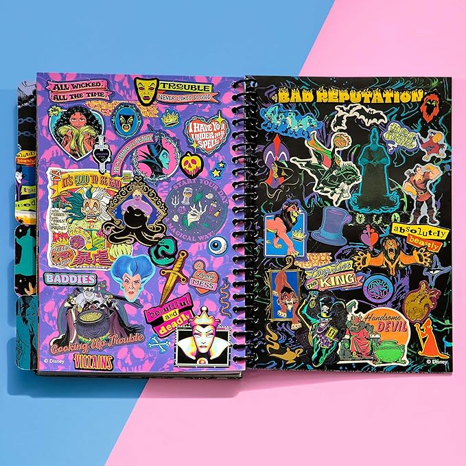 Fashion Angels Disney Villains 1000+ Tabbed Sticker Book, Includes Foil & Vinyl Stickers, Collector Sheets & More, Craft, Decorate & Personalize for Kids