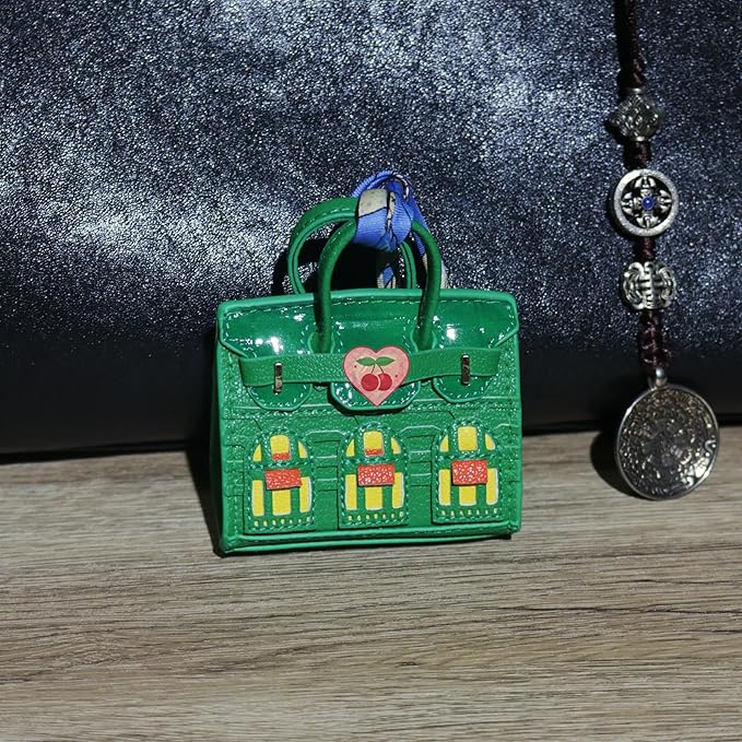 Buyborgood Women's 2 PCS Mini Tote Bag Charms Keychain Pouch Small Coin Purse Wallet (Red + Green)