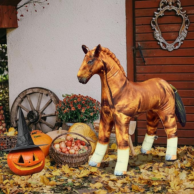 Jet Creations 38" L, Inflatable Horse Toys, Golden Brown Blow-Up Horse Toy Figure for Decoration or Play, Livestock Theme Party, Birthday, VBS, Photo Prop, Thanksgiving, Christmas Winter