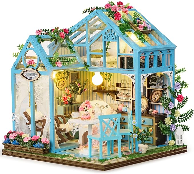 BenBen DIY Miniature House Kit, Mini House Building Kit for Adults, Model Craft Kits with Furniture, Tiny Dollhouse Diorama to Build for Hobbies, Gifts for Family and Friends(Garden Tea House)