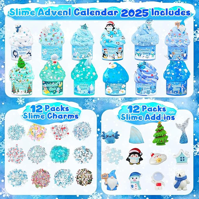12 Pack Slimes, Blue Slime Kit, Different Butter Slimes Cloud Slimes Fluffy DIY Kit for Girls and Boys, Slime Party Favors Goodie Bag Stuffers, 4 5 6 7 8 9 10 Year Old Girl Birthday Gift Cute Stuff