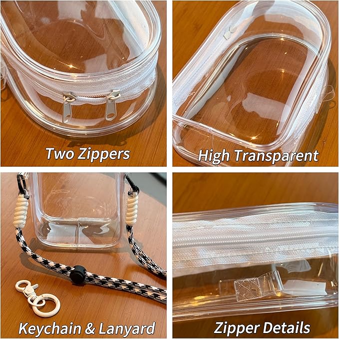 Clear Figure Display Bag with Keychain and Lanyard, Protective Doll Case, 15cm/5.91in Crossbody Doll Storage Bag