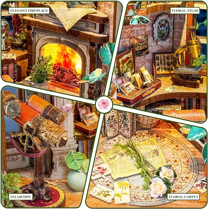 DIY Miniature House Kits Tiny Dollhouse for Adults,European Garden Model Kit Craft with LED Light Home Bookshelf Decor,Gifts for Family Friends -Dreamland Floral Studio(SQ-66)
