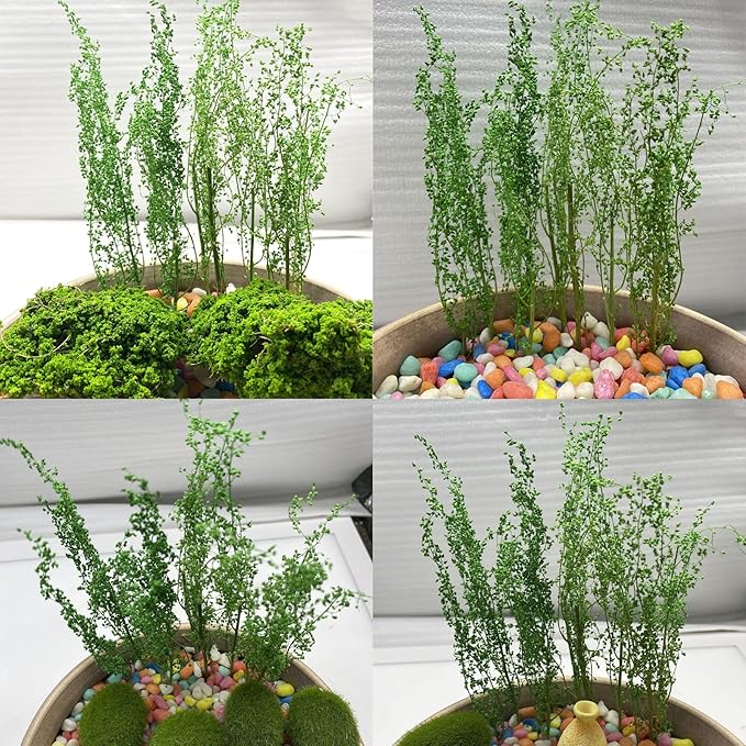 Cayway Miniature Shrubs Model Bushes Long Shrub Vegetation Groups Static Grass Tuft for DIY Model Train Landscape Railroad Scenery, Grass Green
