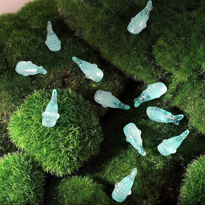 60Pcs Whale Miniature Figurines, Mini Resin Fake Fish Animal Sculptures, Blue Ocean Theme Home Decoration for Fairy Garden Succulent Planter Moss Landscape Terrarium DIY Craft