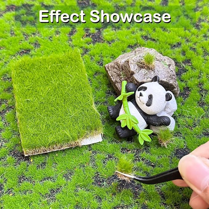 Woohome 2 PCS Static Grass Tuft Railway Artificial Grass for Train Scenery, Railway Landscape, Military Sand Table DIY, Green