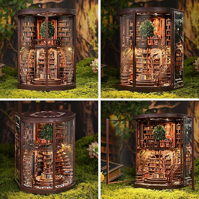 RHZN Book Nook Kit, Miniature House Kit, Miniature Kit, DIY Crafts for Adults, Book Repository