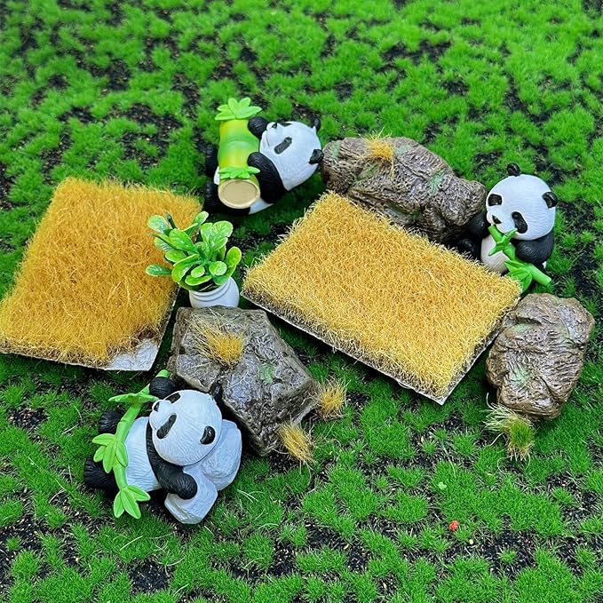 Woohome 2 PCS Static Grass Tuft Railway Artificial Grass for Train Scenery, Railway Landscape, Military Sand Table DIY, Yellow