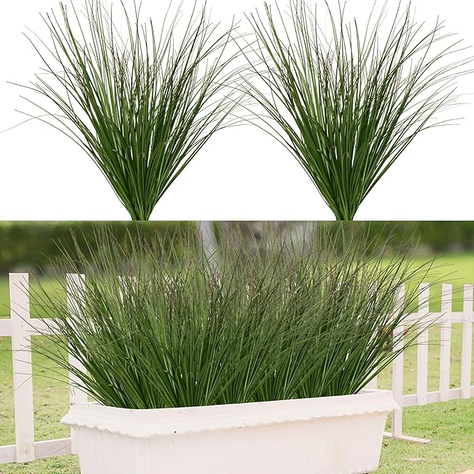 Ttranewsoo Artificial Grass,Fake Grass Artificial Shrubs Wheat Grass Greenery,Fake Grass Decor Artificial Plants Ornamental Grass Outdoor Fake Grass Green Leaves for Decoration(12PCS)