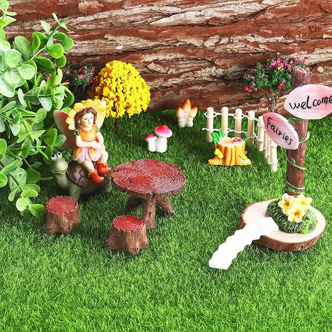 Elcoho 36 Pieces Fake Grass for Crafts Fairy Garden 6 x 6 Inches Artificial Garden Grass for Miniature Ornament Dollhouse DIY Decoration