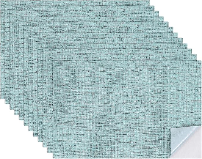 uxcell 12 Sheets Miniature Dollhouse Wallpaper, Linen Texture Self-Adhesive PVC Flooring Wall, Mini Wall Decor for Dollhouse Sand Table Model Accessories 11.81 x 7.87 Inch (Dark Blue)