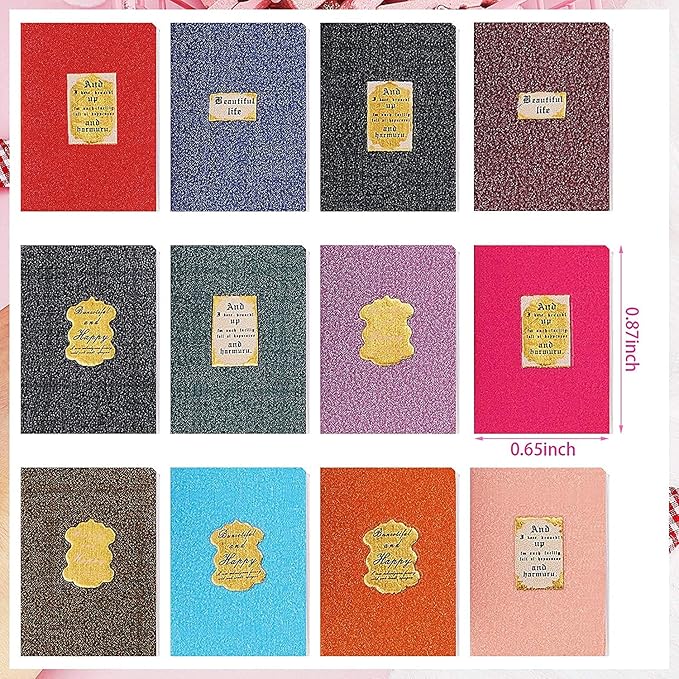 12 Pieces 1:12 Scale Miniatures Dollhouse Books Assorted Miniatures Dollhouse Mini Books Decoration Accessories Doll Toy Supplies(Assorted Style)