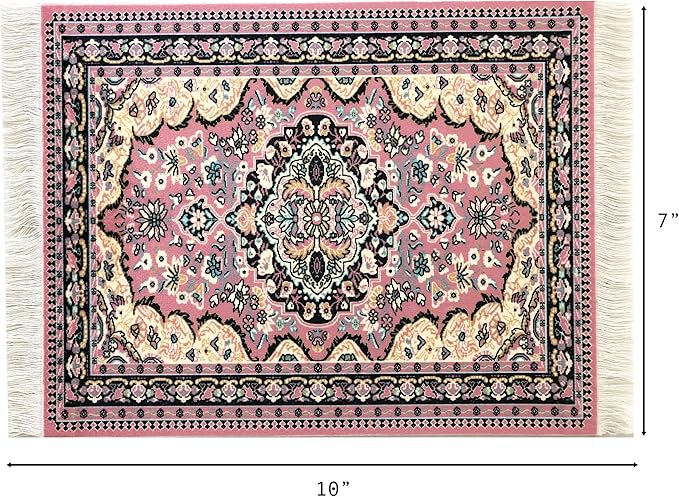 Set of 4 Dollhouse Rugs, Miniature Doll House Accessory, 10x7 Carpets, Rectangle, Kids Toy Furniture Carpeting Decor