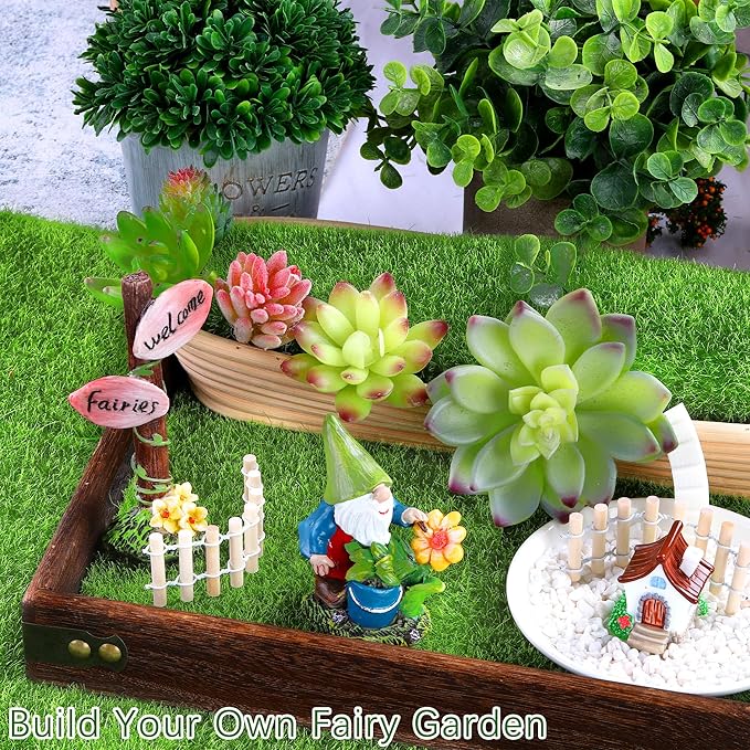 Elcoho 36 Pieces Fake Grass for Crafts Fairy Garden 6 x 6 Inches Artificial Garden Grass for Miniature Ornament Dollhouse DIY Decoration