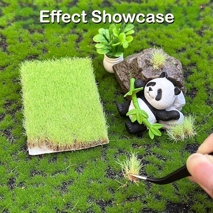 Woohome 2 PCS Static Grass Tuft Railway Artificial Grass for Train Scenery, Railway Landscape, Military Sand Table DIY, Light Green