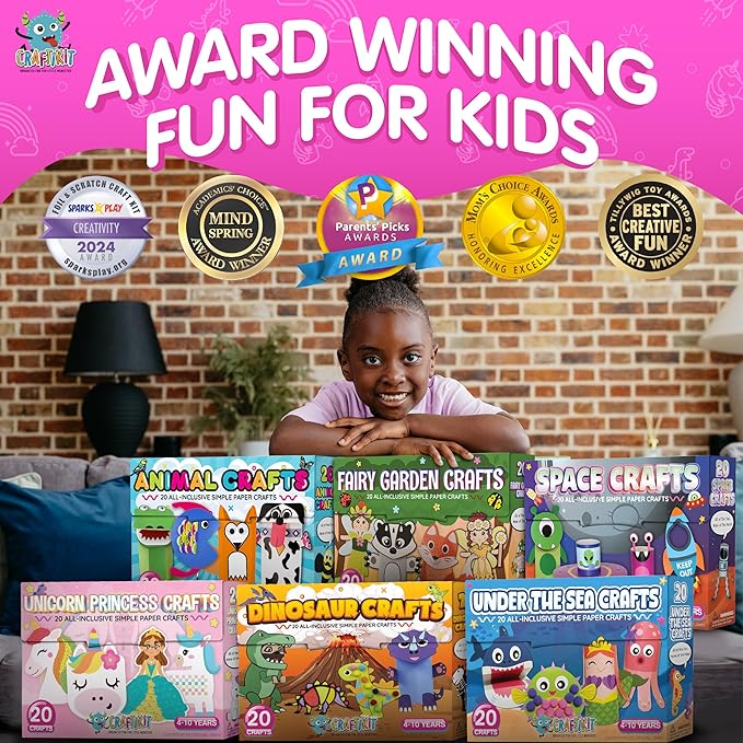 Craftikit® 20 Award-Winning Fairy Garden Crafts for Kids - 20 All-Inclusive Fun Paper Toddler Crafts, Fairy Garden Kit for Kids Ages 3-10