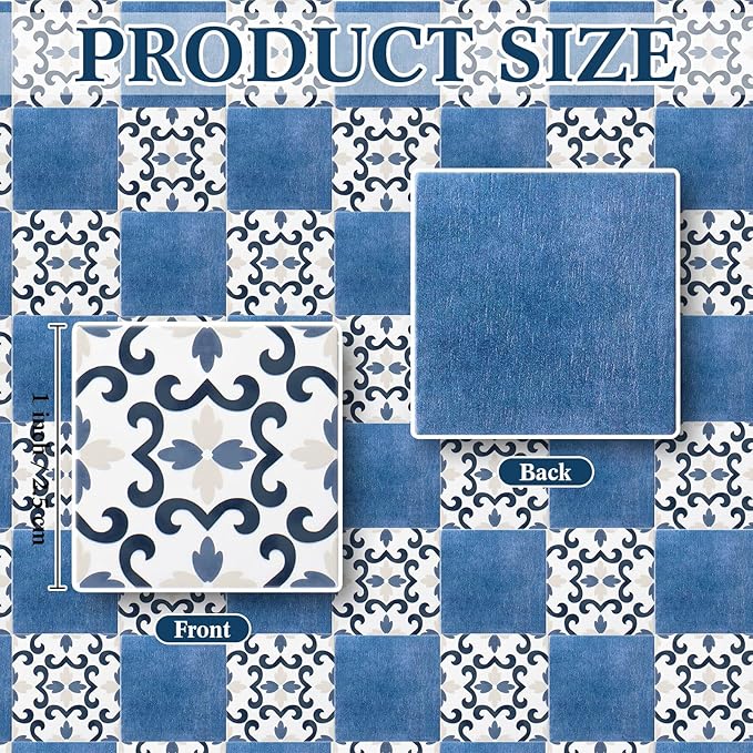 ShinyRelief 120 Pcs Dollhouse Floor Tiles Dollhouse Flooring 1 12 Scale 1 6 Scale Doll House Wallpaper Peel and Stick Miniature Bricks Carpet Double Sided Floor Tile (Floral & Blue Color Marble)