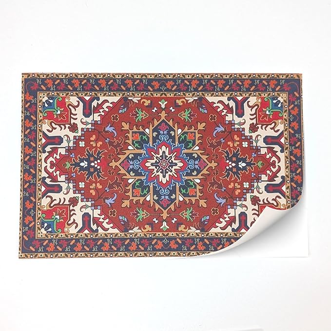 Self-Adhesive Carpet with Real Textile Structure for Dollhouses Scale 1:12 (Oriental Carpet Red 2)