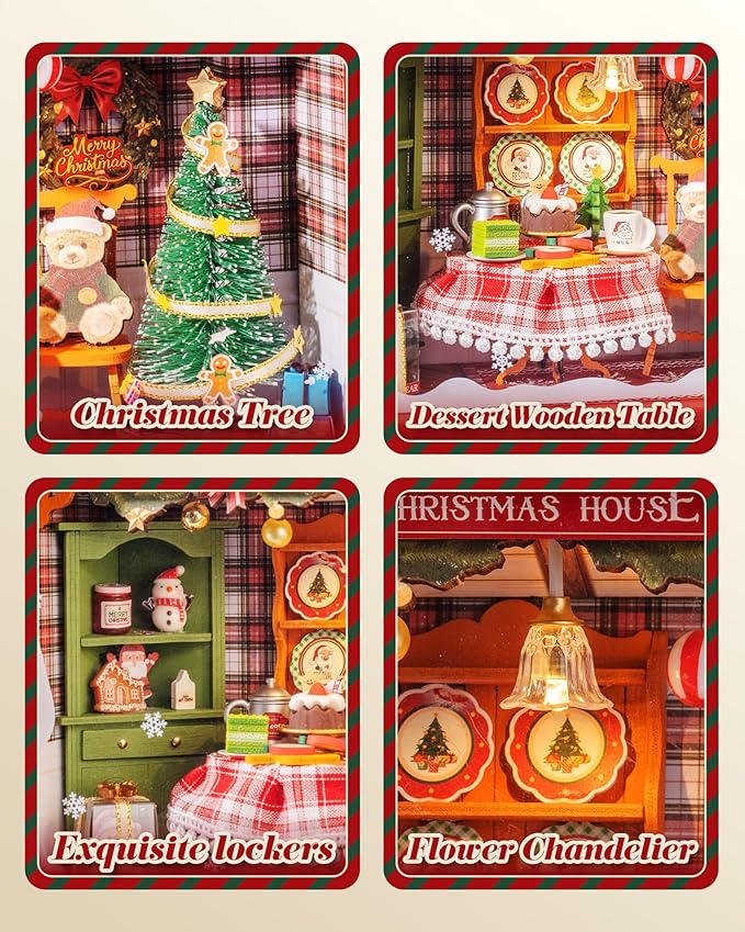 Rolife 3D Diorama Frame, Wall-Mounted Shadow Box & Dollhouse Display Case for & Christmas Decor, Quick-Build Unfinished Kit, Halloween Memorial Gift for Families (Christmas Eve Party)