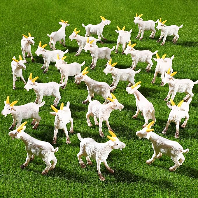 120 Pcs Mini Goat Figurines Miniature Resin Farm Animal Figurines Set for Decorating Outdoor Micro Landscape Mini Gardens Potted Plant Accessories and Creative DIY Props Cake Topper (Goat)