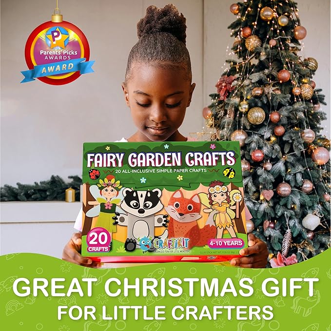 Craftikit® 20 Award-Winning Fairy Garden Crafts for Kids - 20 All-Inclusive Fun Paper Toddler Crafts, Fairy Garden Kit for Kids Ages 3-10
