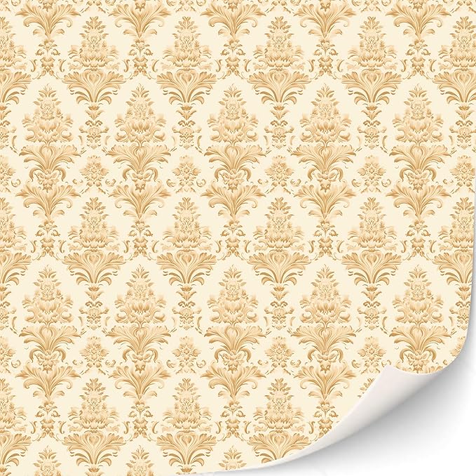 3 Sheets Self-Adhesive Wallpaper for Dollhouses Scale 1:12 Modern Wallpaper Art Deco Wallpaper Artdeco Wallpaper (Golden Damast)