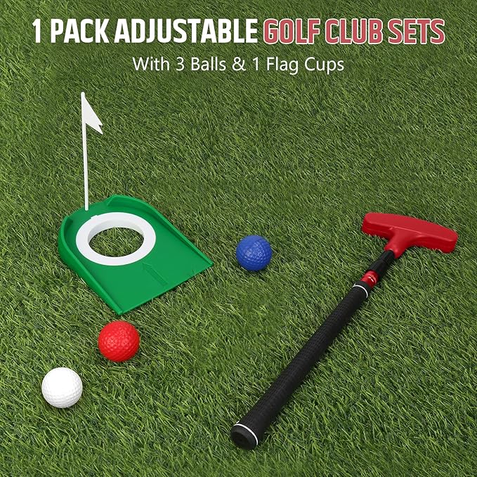 MultiOutools Golf Putters for Men and Women, 2 Pack Adjustable Golf Club Sets with 6 Balls & 2 Flag Cups, Two-Way Mini Putters Training Clubs for Children, Teenagers, Adults