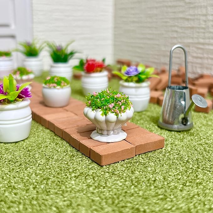 SAMCAMI Miniature Dollhouse Accessories, Mini Plants for 1 12 Scale Dollhouse, Miniature Fairy Garden Accessories, 14 Pieces (No.1)