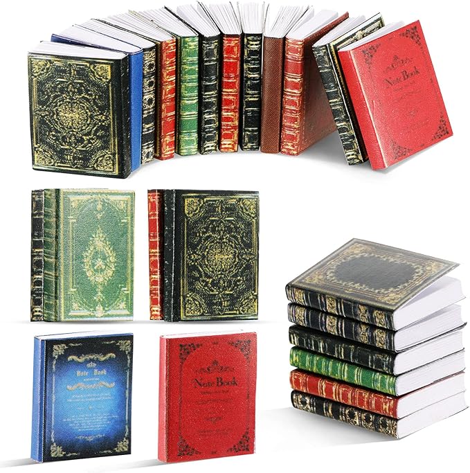 30 Pieces 1:12 Scale Miniatures Dollhouse Books Assorted Timeless Miniatures Books Mini Dollhouse Model Accessories Toy Supplies for Boys Girls Doll Houses(Vintage Style)