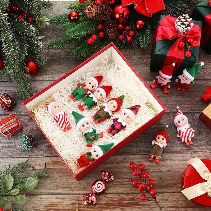 Liliful 66 Pcs Operation Christmas Baby Doll Twins Set with Tiny Christmas Card Velvet Bags, Little Girls and Boys Xmas Miniature Gift for Holiday 2025 New Year Decoration Calendars Stocking Stuffers