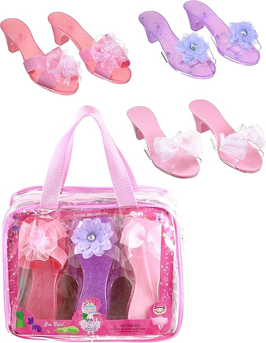 3 Pack Dress Up Kids Royalty Heels - Pretend Play High Heels for Kids, Princess Play Dress Shoes - Toddler Size 7-10