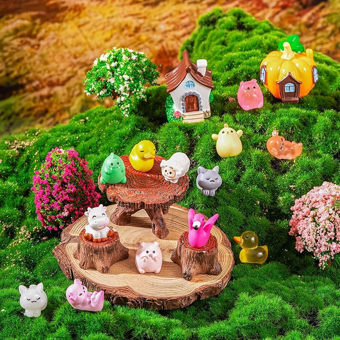 43pcs Mini Resin Animal 43 Styles Tiny Resin Animals Miniature Little Small Animal Figures for Fairy Garden Accessories, Dollhouse Decorations, DIY Miniature Scenes, Birthday Party Favors