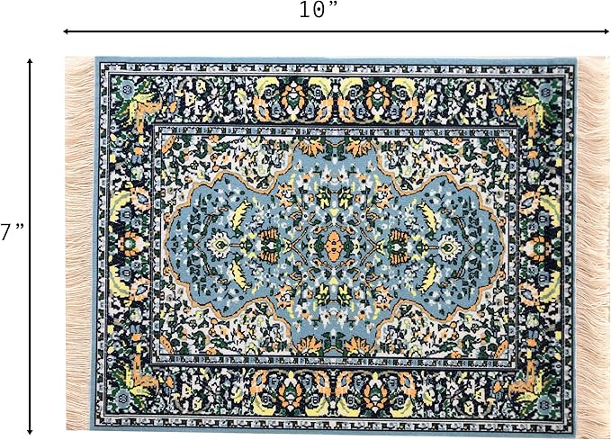 Set of 4 Dollhouse Rugs, Miniature Doll House Accessory, 10x7 Carpets, Rectangle, Kids Toy Furniture Carpeting Decor
